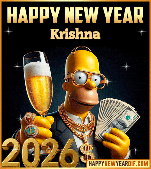 New Year 2026 gif funny Krishna
