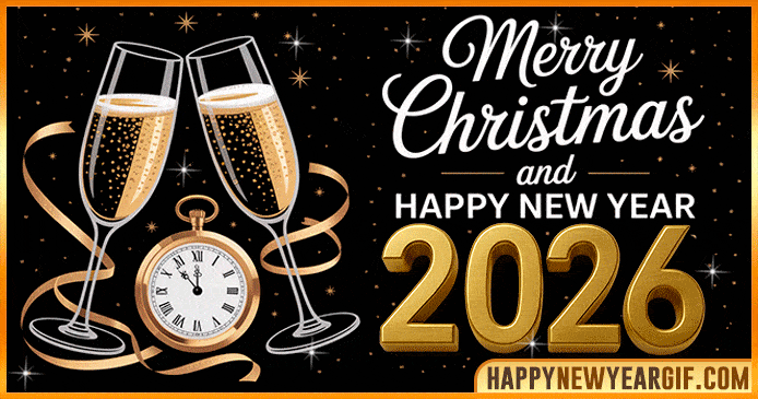 Merry Christmas and Happy New Year 2026 GIF Animated GIFs for holiday Wishes