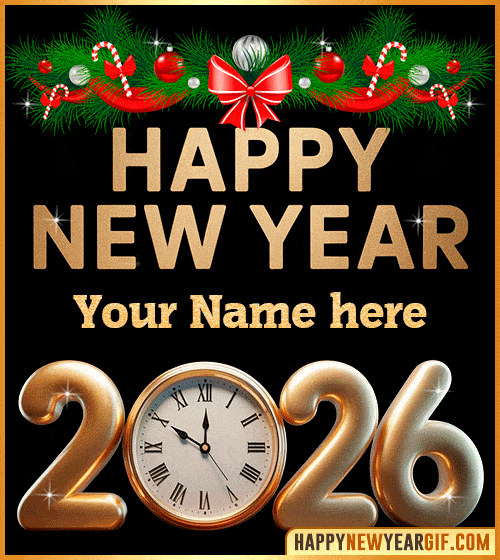 Gif Happy New Year 2026 with name edit