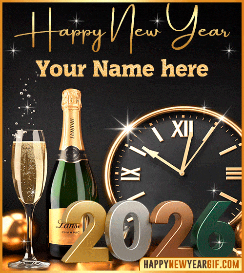 Happy New Year 2026 champagne with name edit