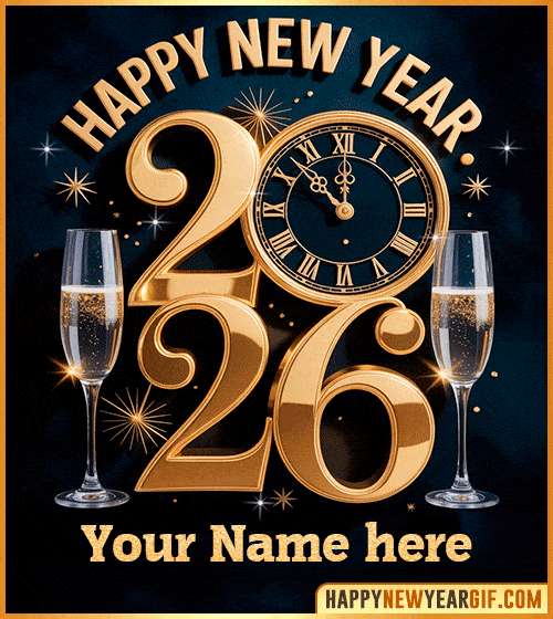 Happy New Year 2026 gif wishes with name edit