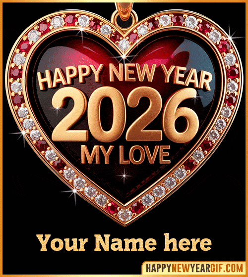 Happy New Year 2026 My Love gif with name edit