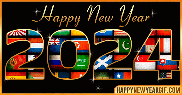 Happy New Year 2024 in Countries Flag GIF  🏁