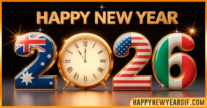 Happy New Year 2026 in Countries Flag GIF  🏁