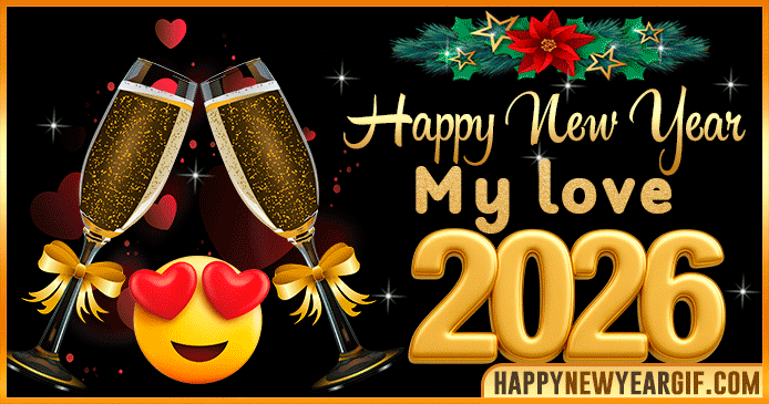 Happy New Year Wishes For My Love 2026 GIF, IMAGES