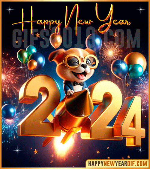 2024 happy new year gif dog funny