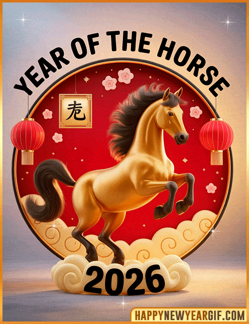 animated horse 2026 new year greeting