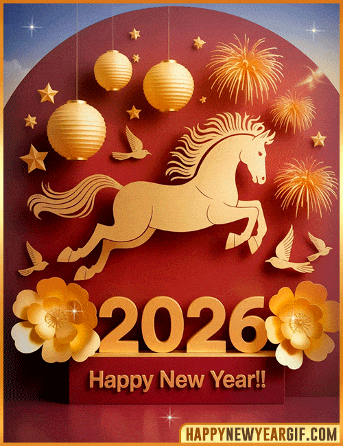 animated horse 2026 red and gold