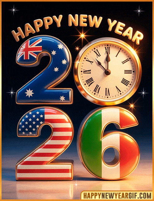 elegant new year 2026 clock gif
