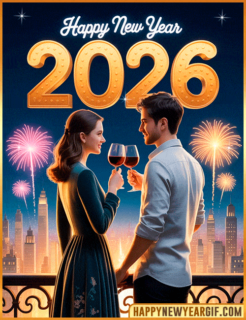 happy new year 2026 gif couple celebration