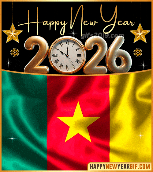 happy new year 2026 gif flag of camerun