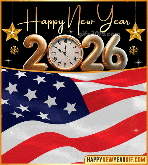 happy new year 2026 gif flag of estados unidos