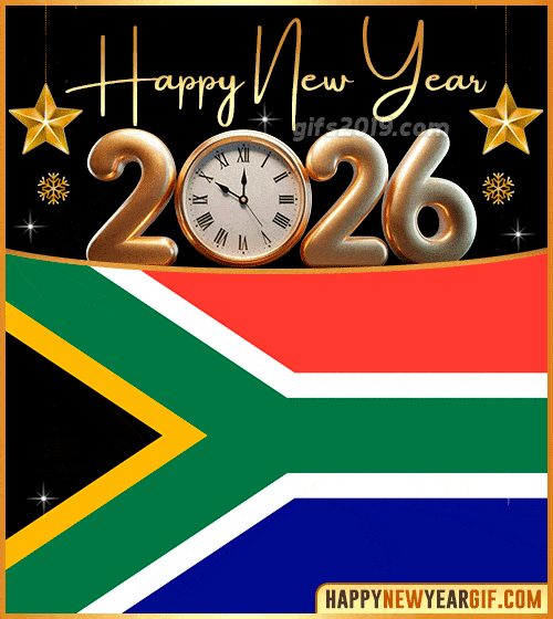 happy new year 2026 gif flag of sudrafrica