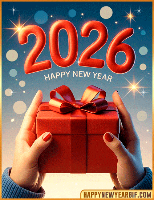 happy new year 2026 gift gif
