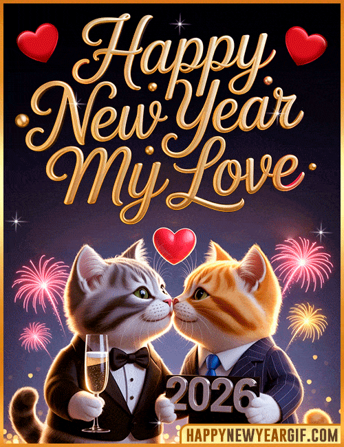 happy new year gif 2026 my love cat