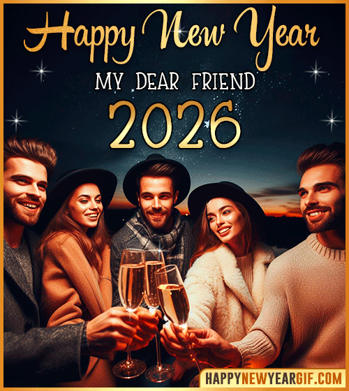 happy new year my dear friend 2026 gif animated