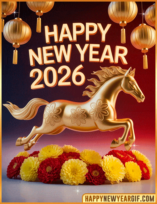 horse 2026 animated festive scene