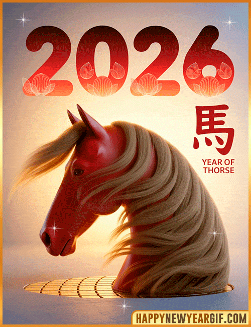 horse 2026 animated golden design