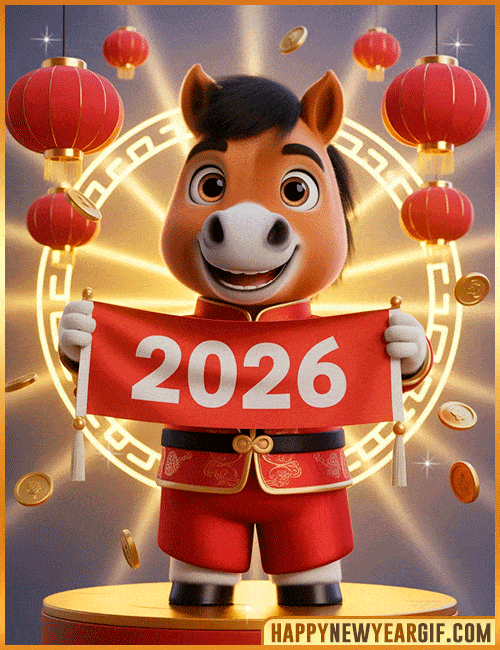 horse 2026 happy new year gif