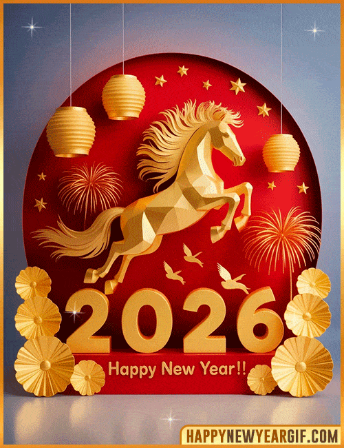horse 2026 new year 3d gif