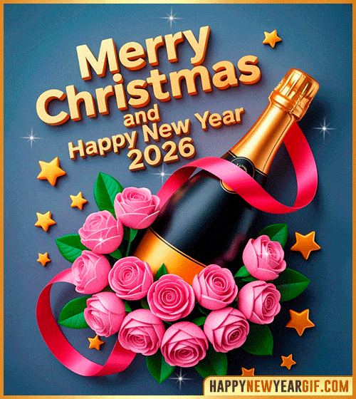 merry christmas and happy new year 2026 champagne gif