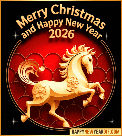 merry christmas and happy new year 2026 chinese gif