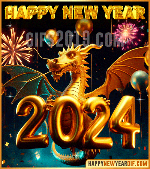 2024 new year greetings in chinese dragon gif in 3d