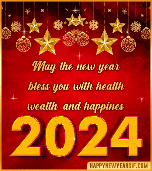 Happy New Year 2024 Animated GIF for Christmas Wishes 🎅🥂