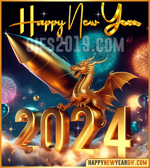 gif animated happy chinese new year 2024 dragon 3d