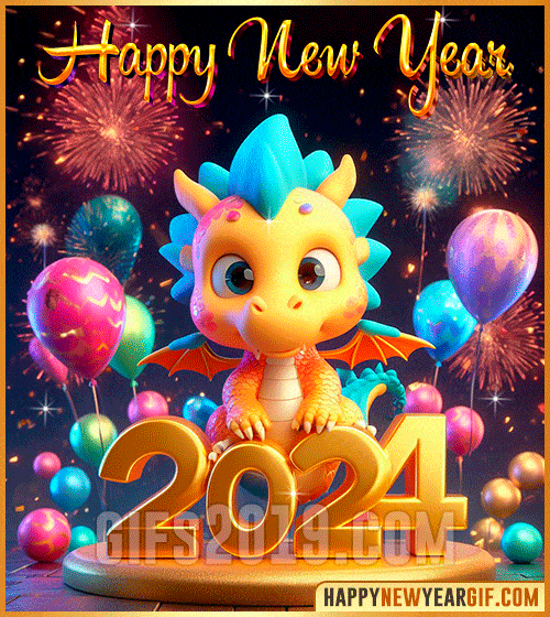 gif animated happy chinese new year 2024 dragon in 3d