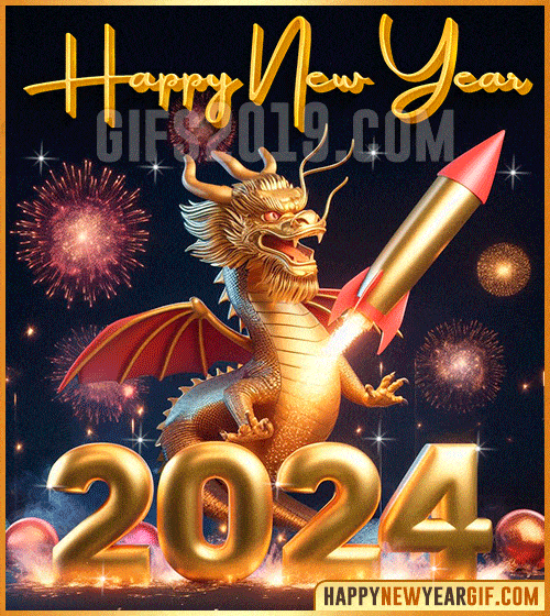 happy chinese new year 2024 dragon gif in 3d
