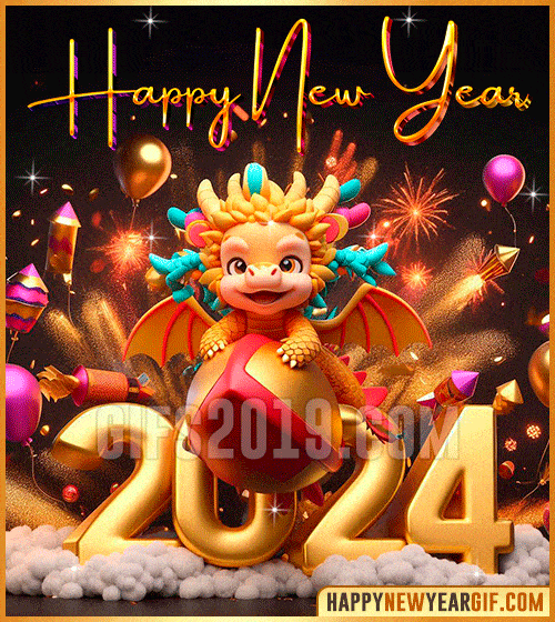 happy chinese new year 2024 dragon gifs in 3d