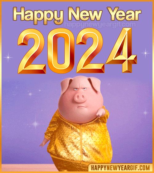 happy new year 2024 funny pig