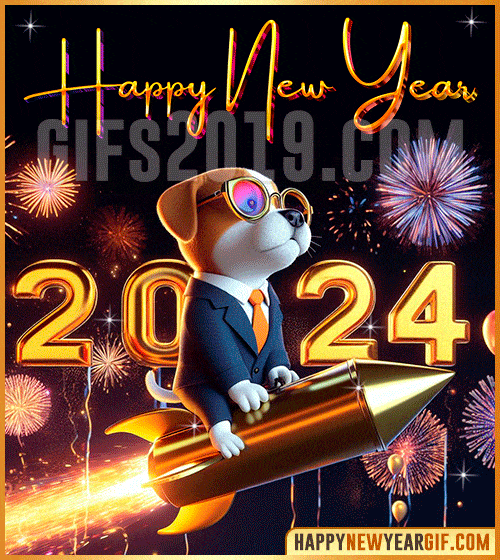 happy new year 2024 gif cute dog funny