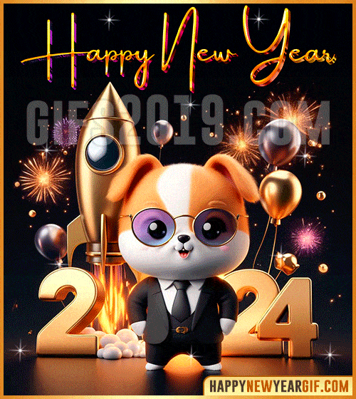 happy new year 2024 gif dog funny