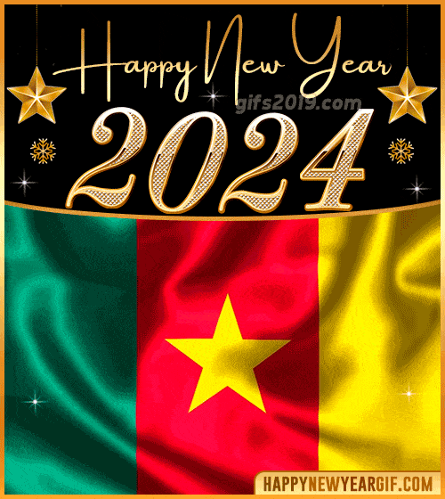 happy new year 2024 gif flag of camerun