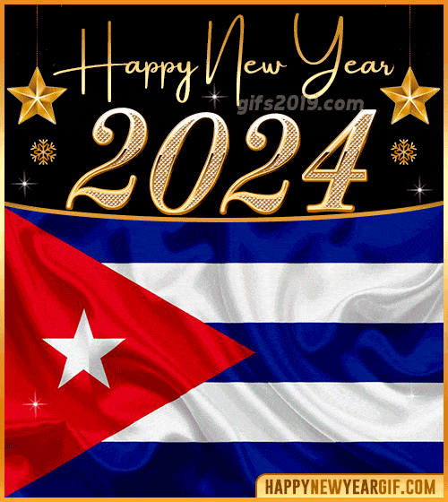 happy new year 2024 gif flag of cuba