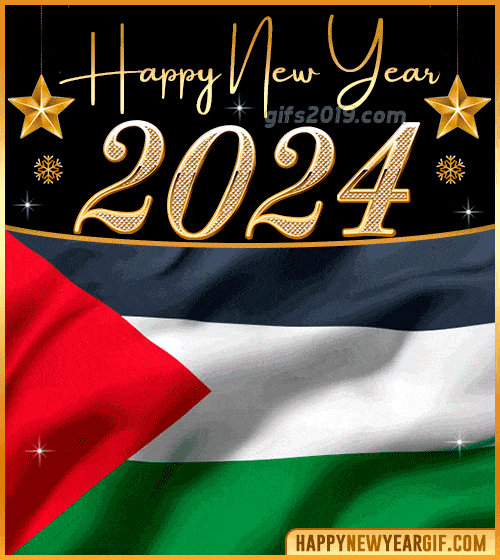happy new year 2024 gif flag of palestina
