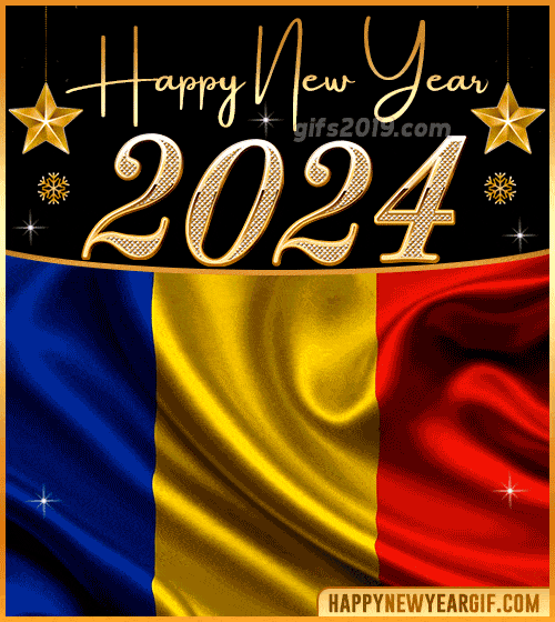 happy new year 2024 gif flag of rumania