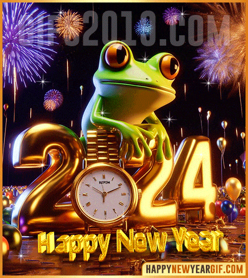 happy new year 2024 gif frog funny