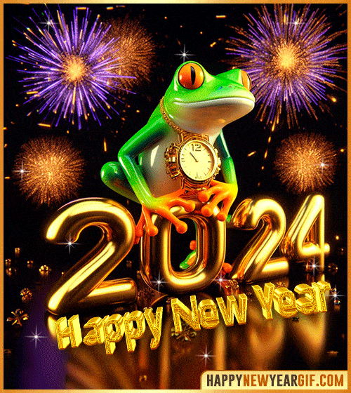 happy new year 2024 gif frog