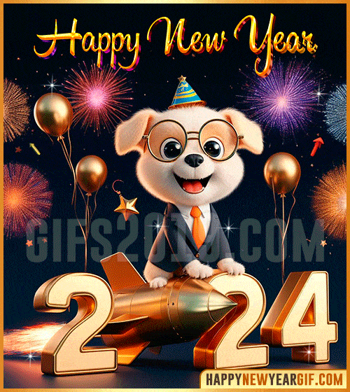 happy new year 2024 gif funny dog